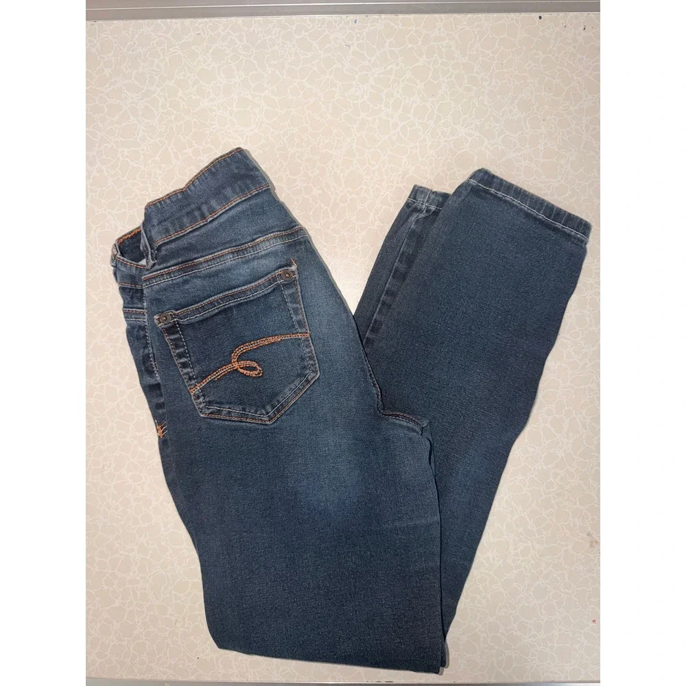Justice Jeans Girls Size 10 Simply Low Skinny Jeans Dark Wash Blue Denim Stretch